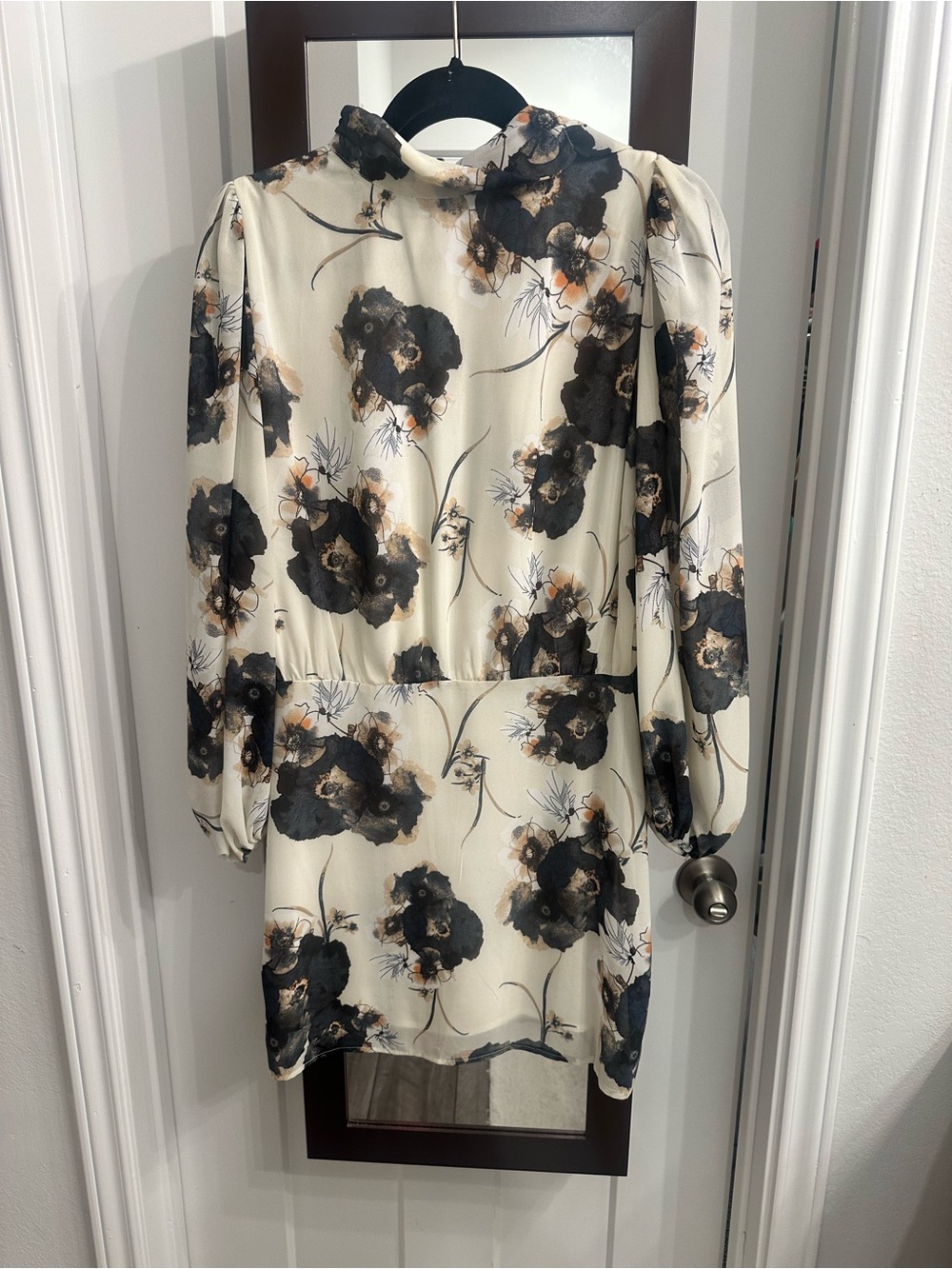 G/FORE Ivory Mini Dress with Black and Tan Floral Print